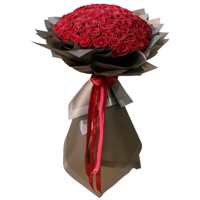 دسته گل رز قرمز فروشگاه گل کوروش